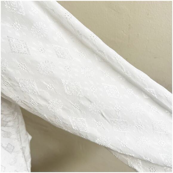 CP Shades Diamond Jacquard Print Rayon Button Down Size Large White Coastal - Picture 7 of 12